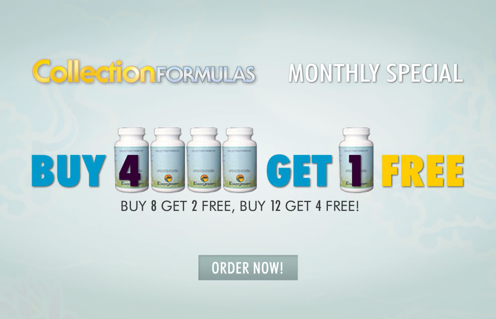 Buy 4 Get 1 Free Monthly Special on Evergreen Collection Formulas