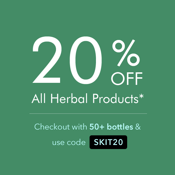 Order 50+ bottles of herbs and checkout using code SKIT20