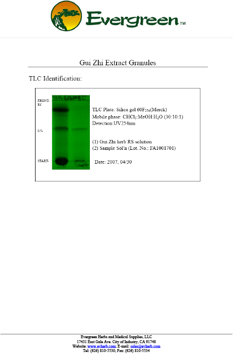 Sample COA for Gui Zhi - page 2